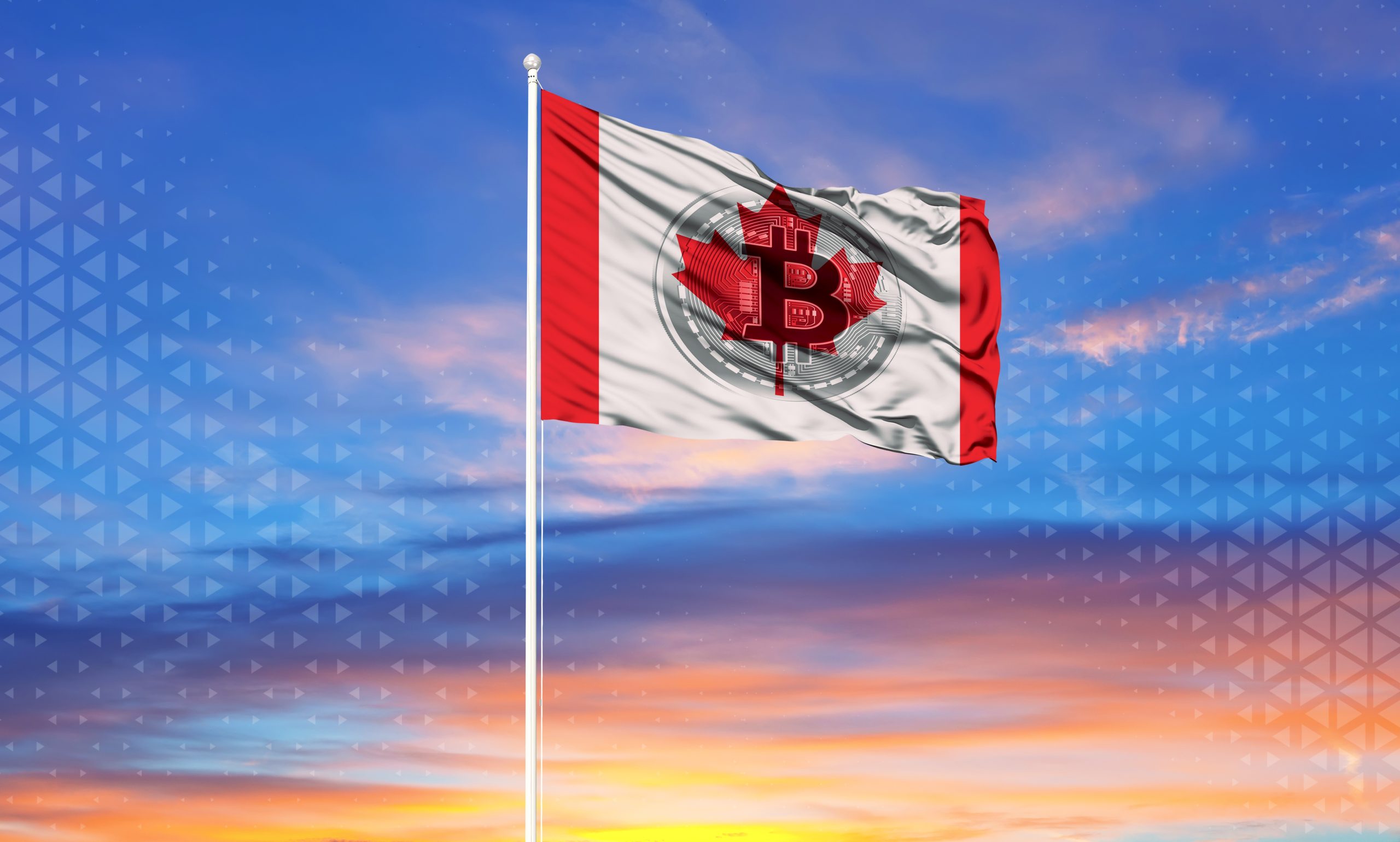 IMAGE - Canada,Flag,With,Bitcoin,Symbol.,The,Concept,Of,The,State's